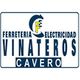 Logotipo de Ferretería Electricidad Vinateros Cavero con letras azules y detalles amarillos.