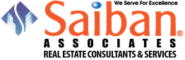 Saiban logo with a blue and white emblem on the left and red text.