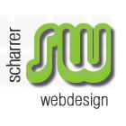 Logo mit grünem "sw" und schwarzem Text "scharrer webdesign".
