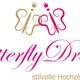 Logo von "Butterfly Dreams" in Pink und Gold mit Text "stilvolle Hochzeiten & Events".
