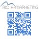 QR code azul com texto "Rio X-Marketing" acima.