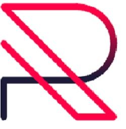 Stijlvol abstract logo met rode en zwarte lijnen vormen de letters "R" en "P".