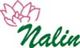 Logo mit rosa Lotusblume und grünem Schriftzug "Nalin".