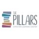 Logo of The Pillars Christian Learning Center with stacked colorful rectangles beside the text.