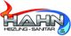 Logo von Hahn Heizung-Sanitär, seit 1928, mit Flammen- und Wassertropfendesign.
