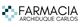 Logotipo de farmacia con texto: "Farmacia Archiduque Carlos" y diseño de cuadrados azules.