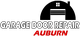 Logo with a black house icon and text: "Garage Door Repair" in bold white letters.