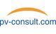Logo mit blauem Text "pv-consult.com" und einem orangen Bogen darüber.
