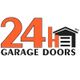 "Logo of 24H Garage Doors with a house graphic forming part of the letter 'H'."