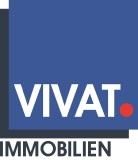 Logo mit blauem Quadrat und Text: "VIVAT IMMOBILIEN".