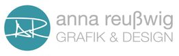 Blaues Logo mit Initialen AR, daneben steht "anna reußwig GRAFIK & DESIGN" in grauer Schrift.