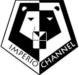 Hexágono con un oso minimalista y texto "Imperio Channel" en la parte inferior.