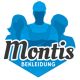 Drei blaue Silhouetten von Personen mit "Montis Bekleidung" Schriftzug im Vordergrund.