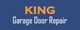 Blue sign with "KING Garage Door Repair" in orange and white text.