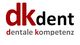 Logo mit Text: "dk dent" und "dentale kompetenz" in schwarz und rot.