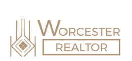 "Worcester Realtor logo with geometric design elements in brown."