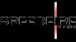 Logo mit Schriftzug "Speedfire Design" und rotem vertikalem Strich in der Mitte.