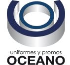Logotipo de Océano: círculo gris y azul con texto "uniformes y promos OCÉANO" debajo.