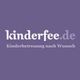 Lila Logo von kinderfee.de mit dem Slogan "Kinderbetreuung nach Wunsch".