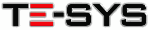 Logo mit dem Text "TE-SYS", Buchstaben in Schwarz, einige Balken in Rot.