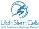 Logo of Utah Stem Cells with a running figure and text about joint treatment and wellness.