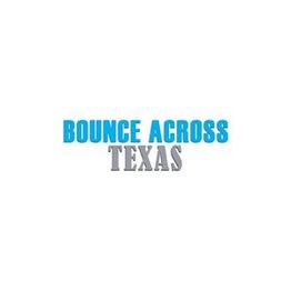 "Bounce Across Texas logo with blue and gray text on a white background."