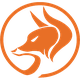 Orangefarbenes Wolf-Logo in einem Kreis auf weißem Hintergrund.