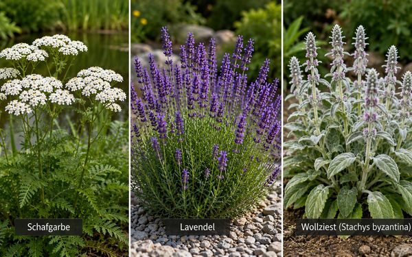 Schafgarbe, Lavendel, Wollziest (Stachys byzantina)