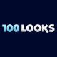 Text "100 LOOKS" in Hellblau und Weiß auf dunkelblauem Hintergrund.