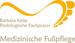 Logo mit Text: "Barbara Kelle Podologische Fachpraxis" und "Medizinische Fußpflege".