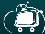 Weißes Fernseher-Symbol mit Antenne auf einem dunkelgrünen Hintergrund.