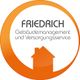 Logo mit Text: "Friedrich Gebäudemanagement und Versorgungsservice", in orange und weiß.