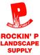 Logo with a red 'P' and grass, text: "Rockin' P Landscape Supply."