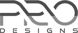 Stylized "PRO DESIGNS" logo in gradient grayscale text.