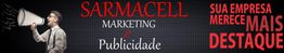 Homem com megafone ao lado de texto sobre marketing e publicidade, destacando empresas.