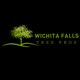 Logo with green tree and text: "Wichita Falls Tree Pros" on black background.