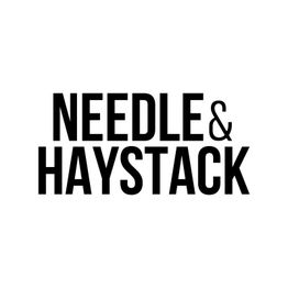 Schwarzer Text "Needle & Haystack" auf weißem Hintergrund.