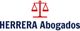 Logotipo con balanza roja sobre texto "HERRERA Abogados" en letras azules.