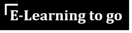 Text: "E-Learning to go" in weiß auf schwarzem Hintergrund.