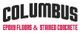 Columbus logo with text: "Epoxy Floors & Stained Concrete" in black and red.
