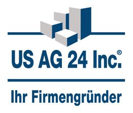 Logo von US AG 24 Inc. mit dem Slogan "Ihr Firmengründer" und grafischen Elementen.