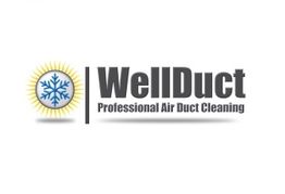 Logo of WellDuct, featuring a sun and snowflake, with "Professional Air Duct Cleaning" text.
