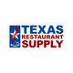 "Texas Restaurant Supply logo with a star and flame design in red, white, and blue colors."
