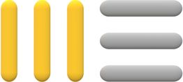 Drei gelbe vertikale Linien und drei graue horizontale Linien nebeneinander.