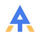 Logo i form af et blåt 'A' med gule detaljer på hvid baggrund.