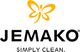 Logo mit gelbem Schmetterling und Text "Jemako. Simply Clean."