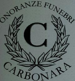 Logo di Onoranze Funebri Carbonara con corona d'alloro e lettera "C" centrale.