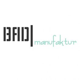 Logo mit schwarzem Text "BFID" und türkisem Text "manufaktur" auf weißem Hintergrund.