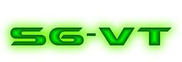 Grüner leuchtender Text "SG-VT" auf weißem Hintergrund.