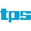 Blaues "tps"-Logo auf weißem Hintergrund.